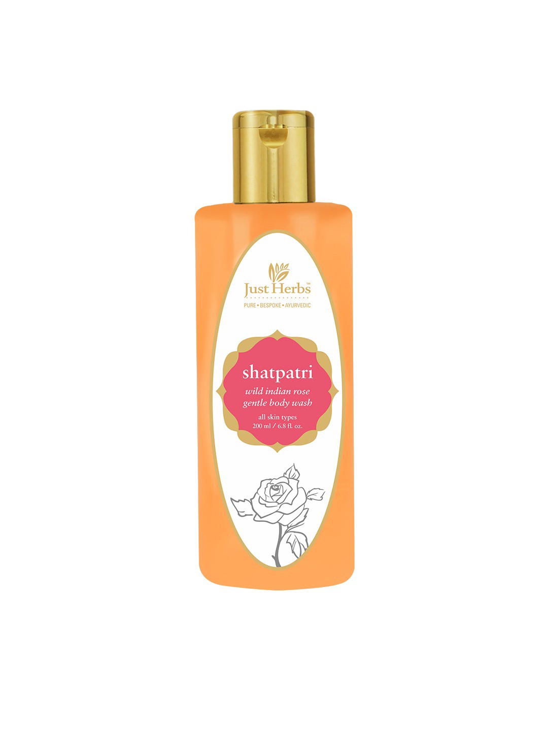 

Just Herbs Rose Body Wash & Shower Gel For Dry And Rough Skin - 200 ml, Orange