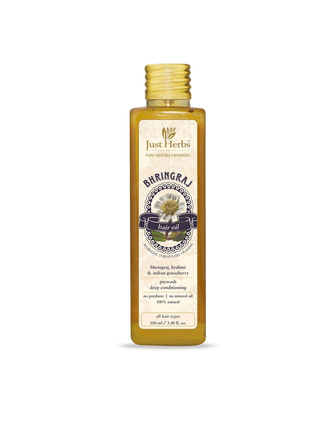 

Just Herbs Bhringraj Hair Oil For Hair Growth & Hairfall Control - 100 ml, Brown