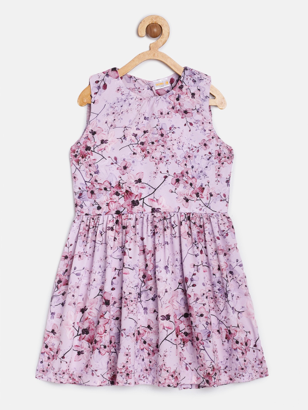 

Aomi Girls Purple Floral Printed Fit and Flare Dress