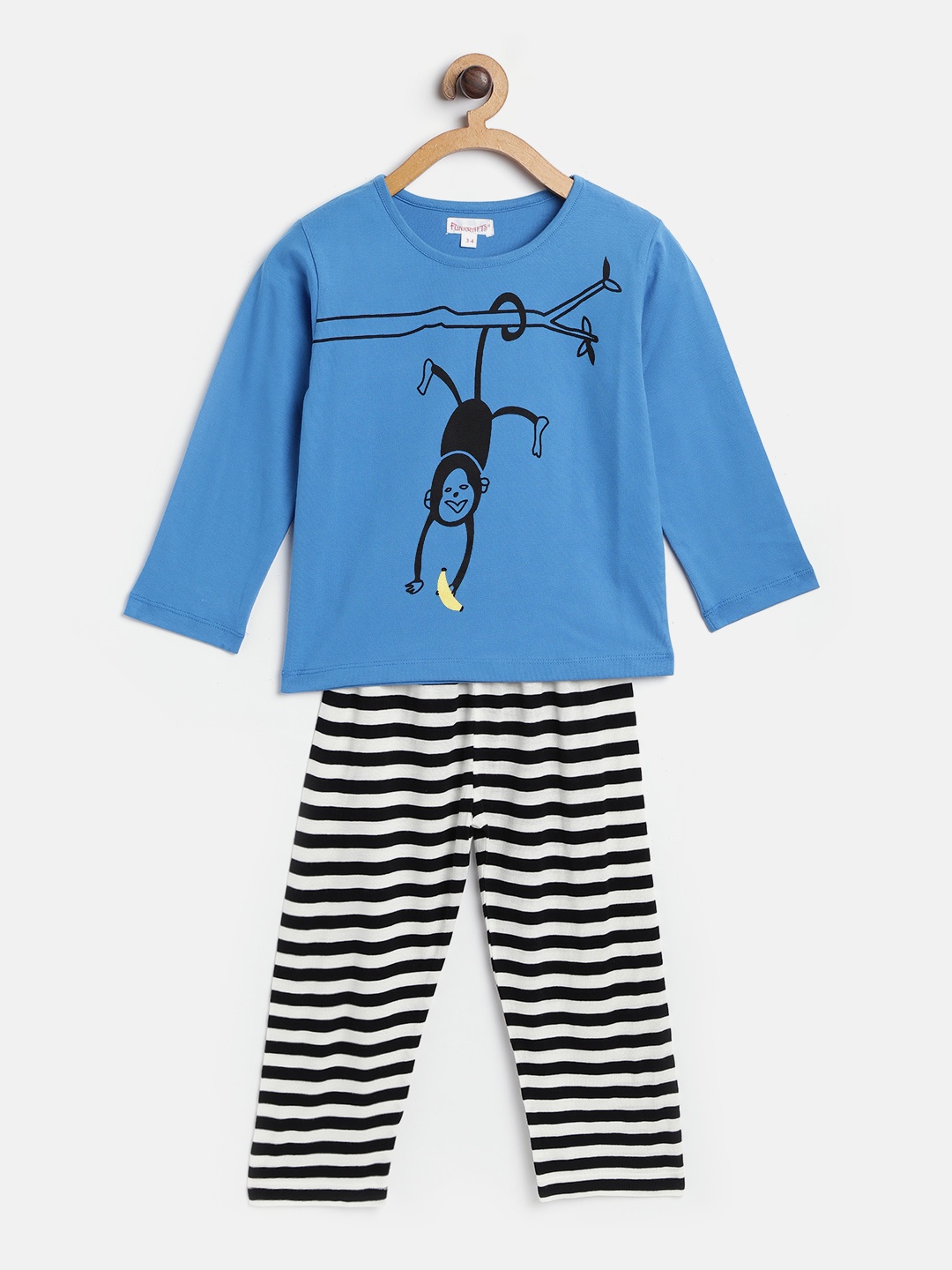 

FUNKRAFTS Girls Blue & Black Printed Night suit