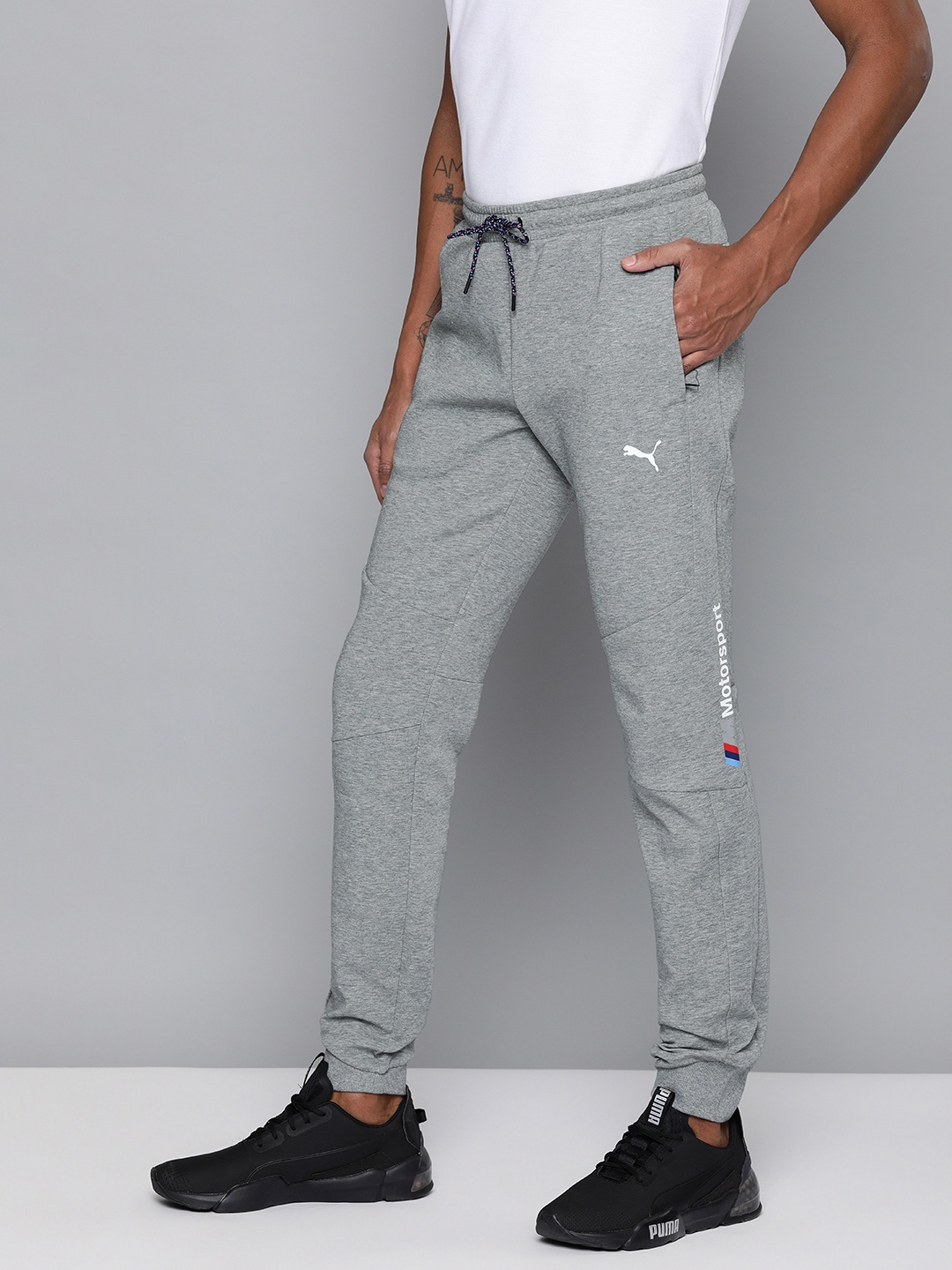 

PUMA Motorsport Men Grey Melange Solid Slim Fit BMW MMS Motorsports Track Pants