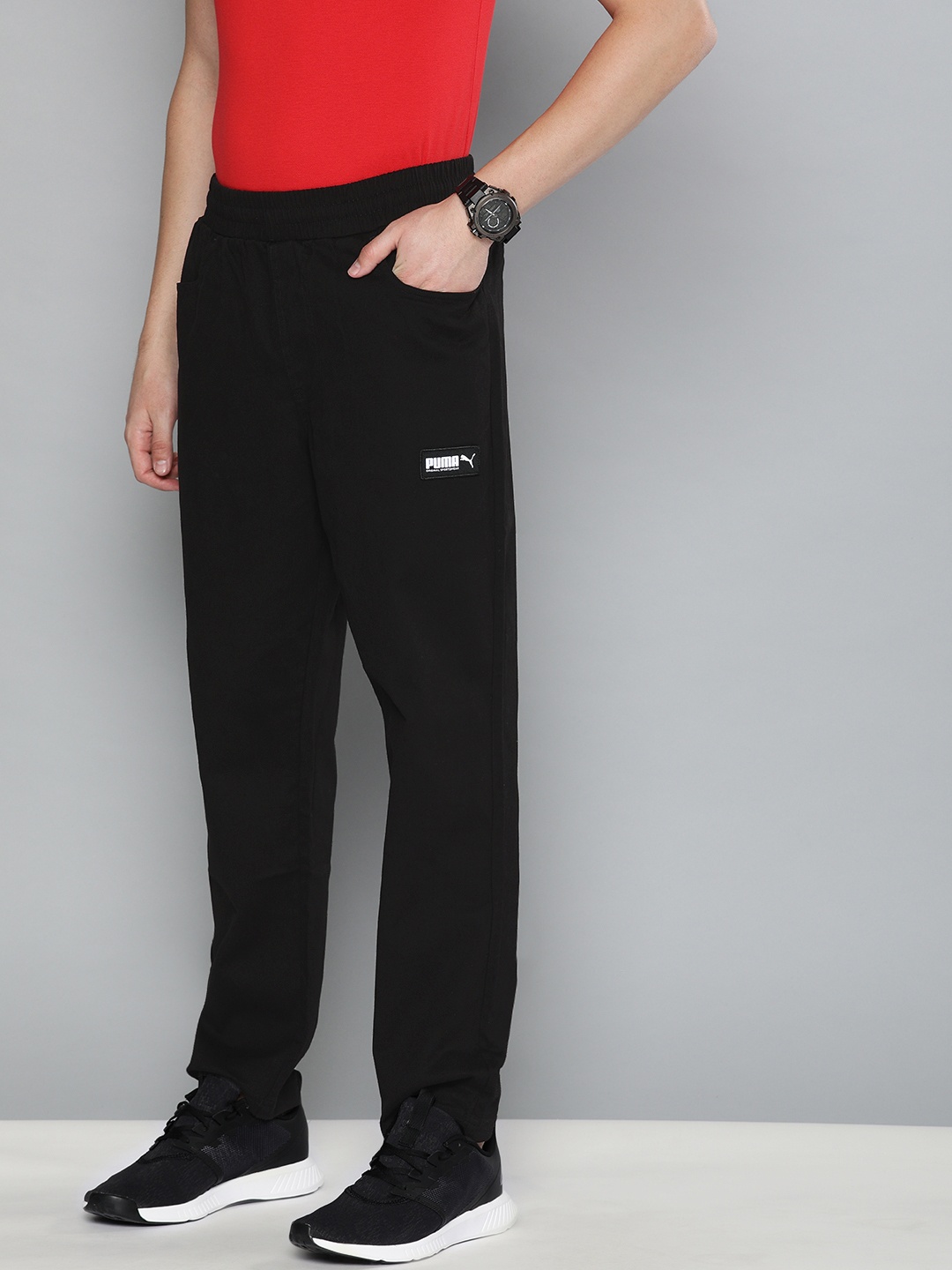 

Puma Men Black Solid Straight Fit FUSION Trackpant