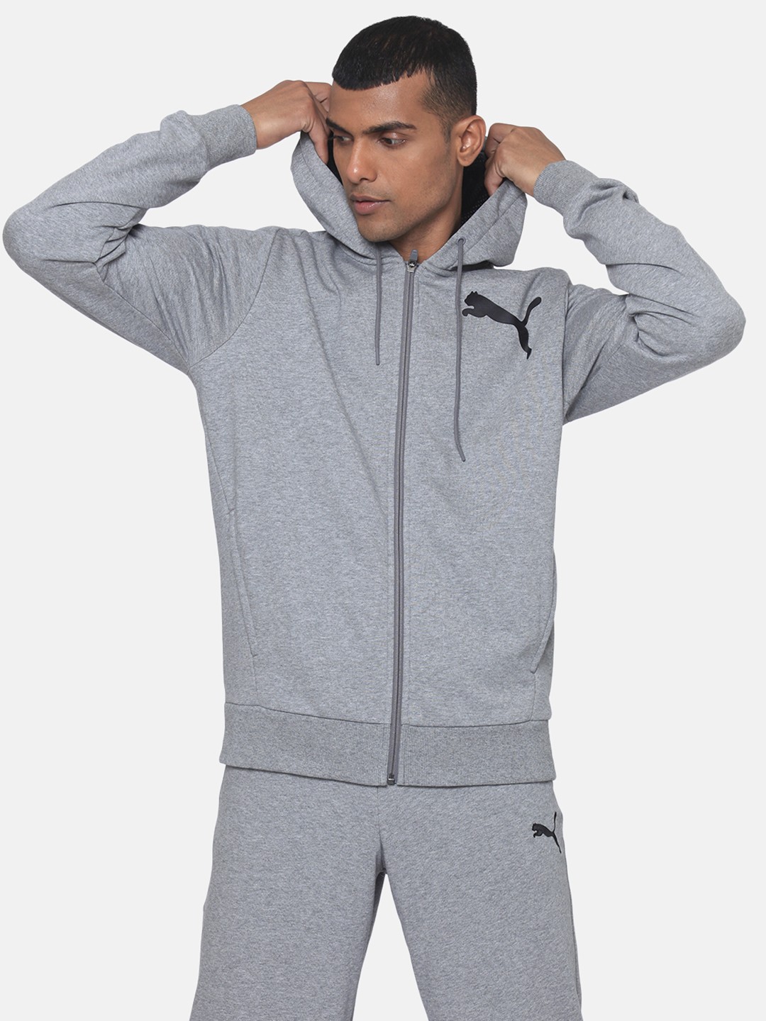 

Puma Men Grey Melange ACTIVE Graphic FZ Hoody Track Sweatshirt