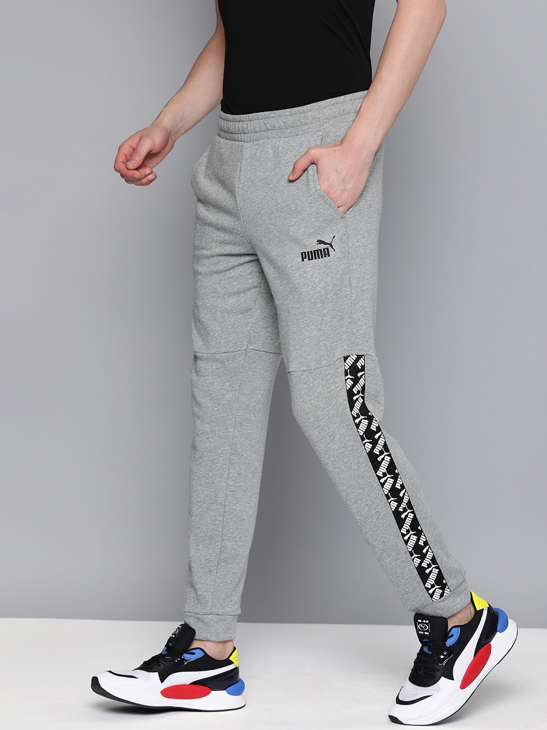 

Puma Men Grey Melange Solid AMPLIFIED Pants TR Joggers