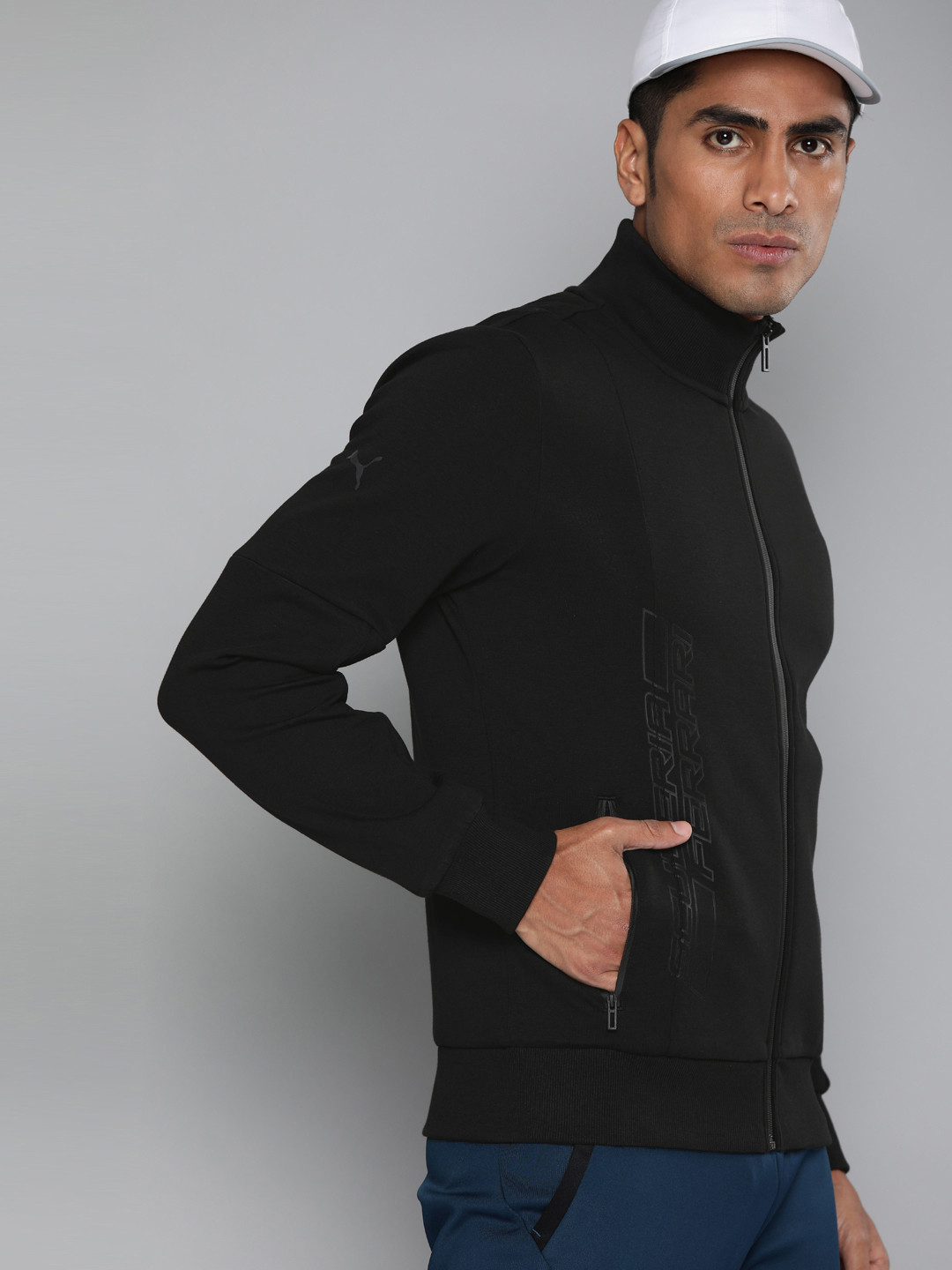 

PUMA Motorsport Men Black Solid Ferrari Sweat Bomber Track MSP Jacket With Printed Detail