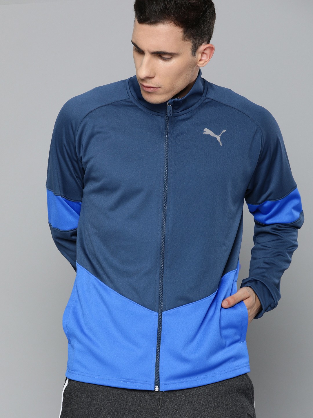 

Puma Men Blue Solid DRY-CELL Blaster Sporty Track Jacket