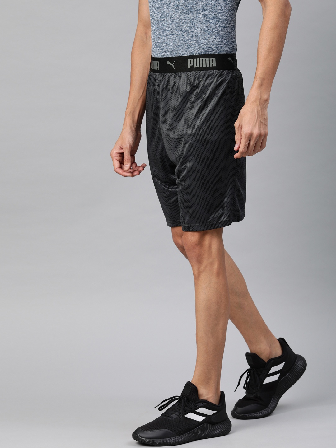 

Puma Men Black Printed Regular Fit Sports Shorts