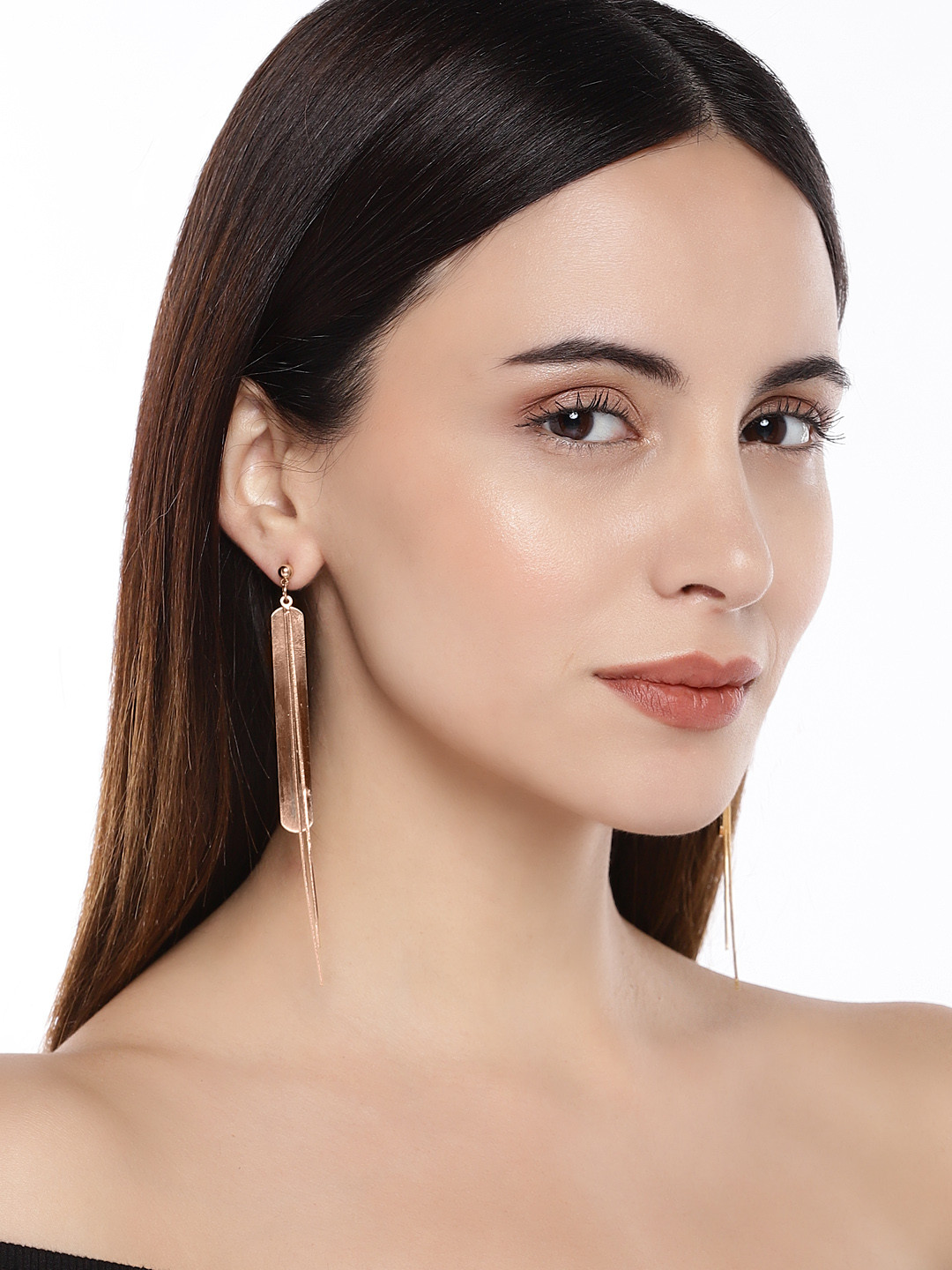 

AccessHer Rose Gold Contemporary Drop Earrings