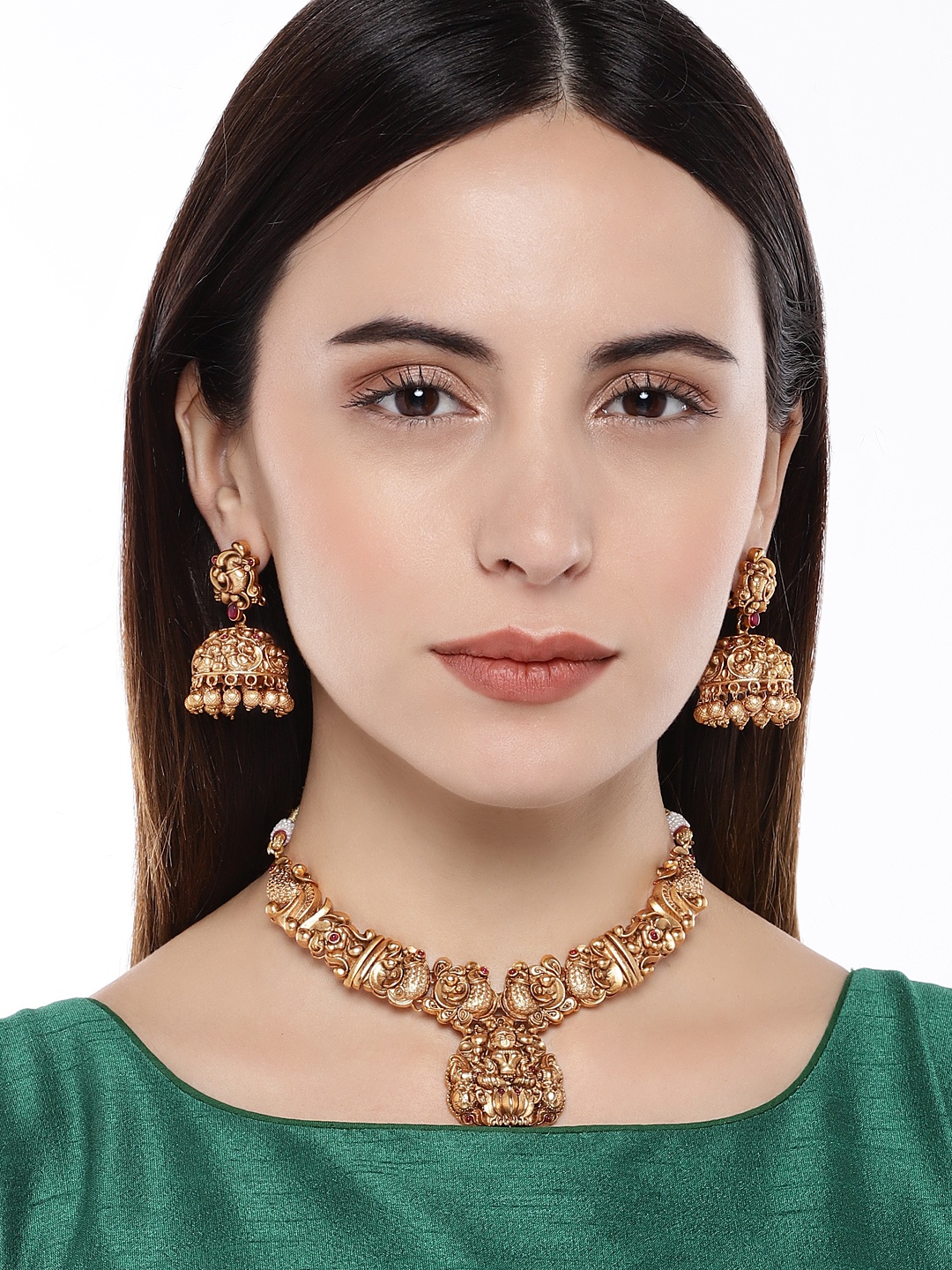 

AccessHer Gold-Plated Temple Laxmi Design Jewellery Set