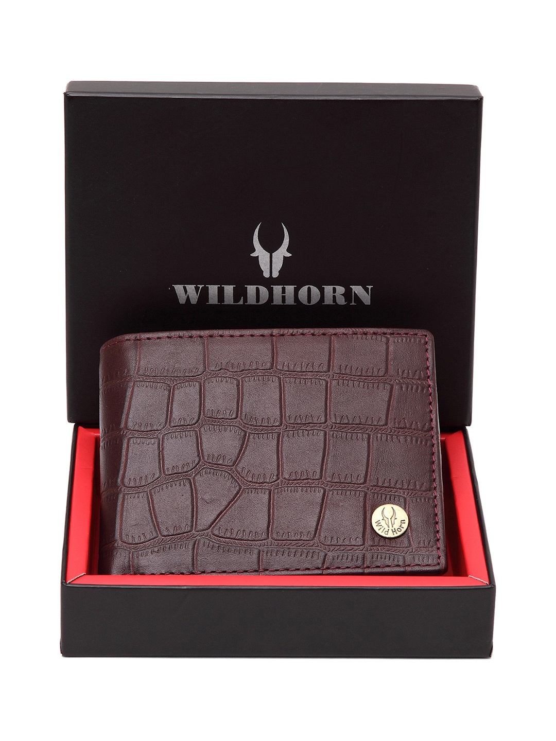 

WildHorn Men Maroon Textured Two Fold Leather Wallet