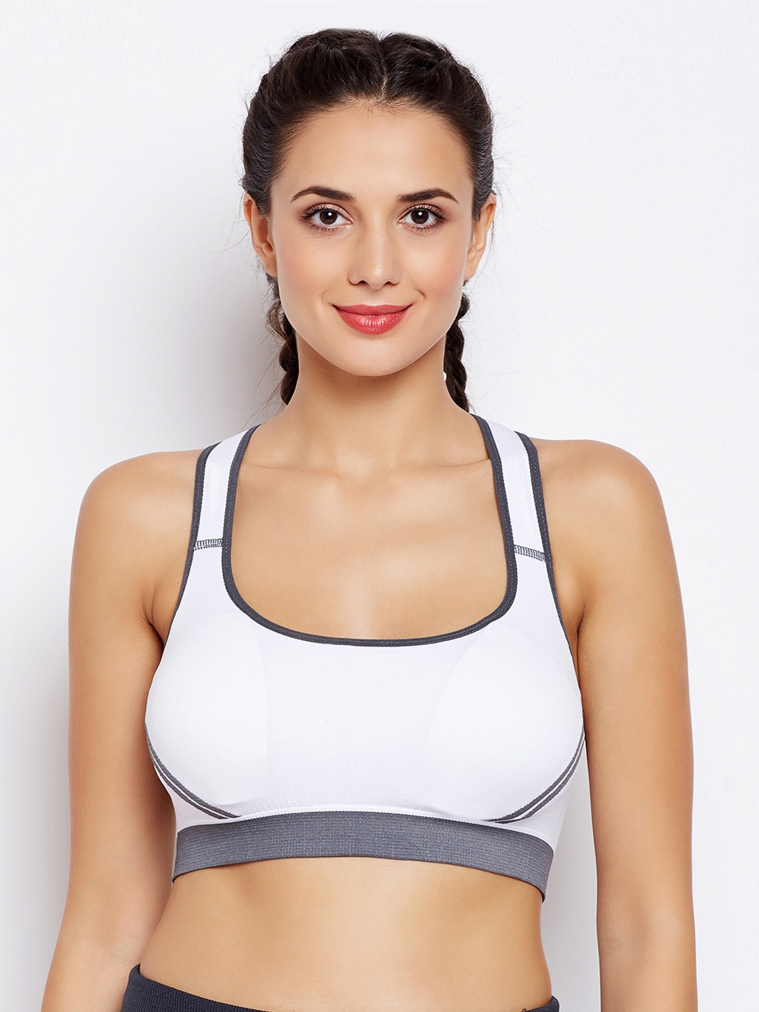 

Lebami White Solid Non-Wired Lightly Padded Sports Bra 3601