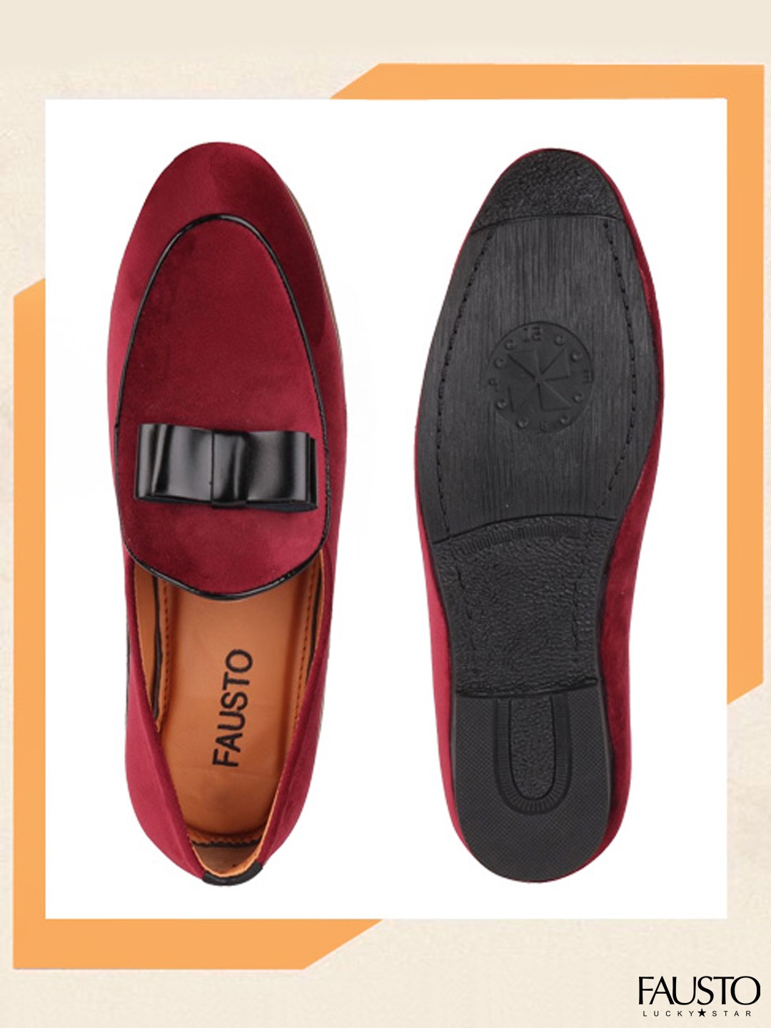 

FAUSTO Men Red Solid Velvet Loafers