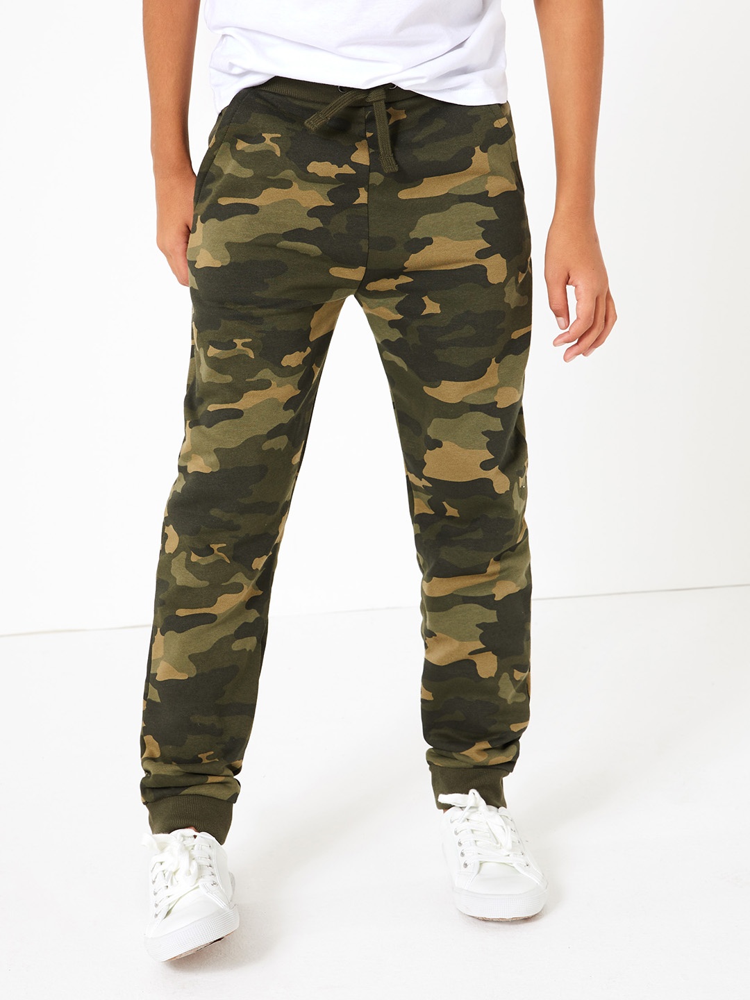 

Marks & Spencer Boys Olive Green Camouflage Print Trousers