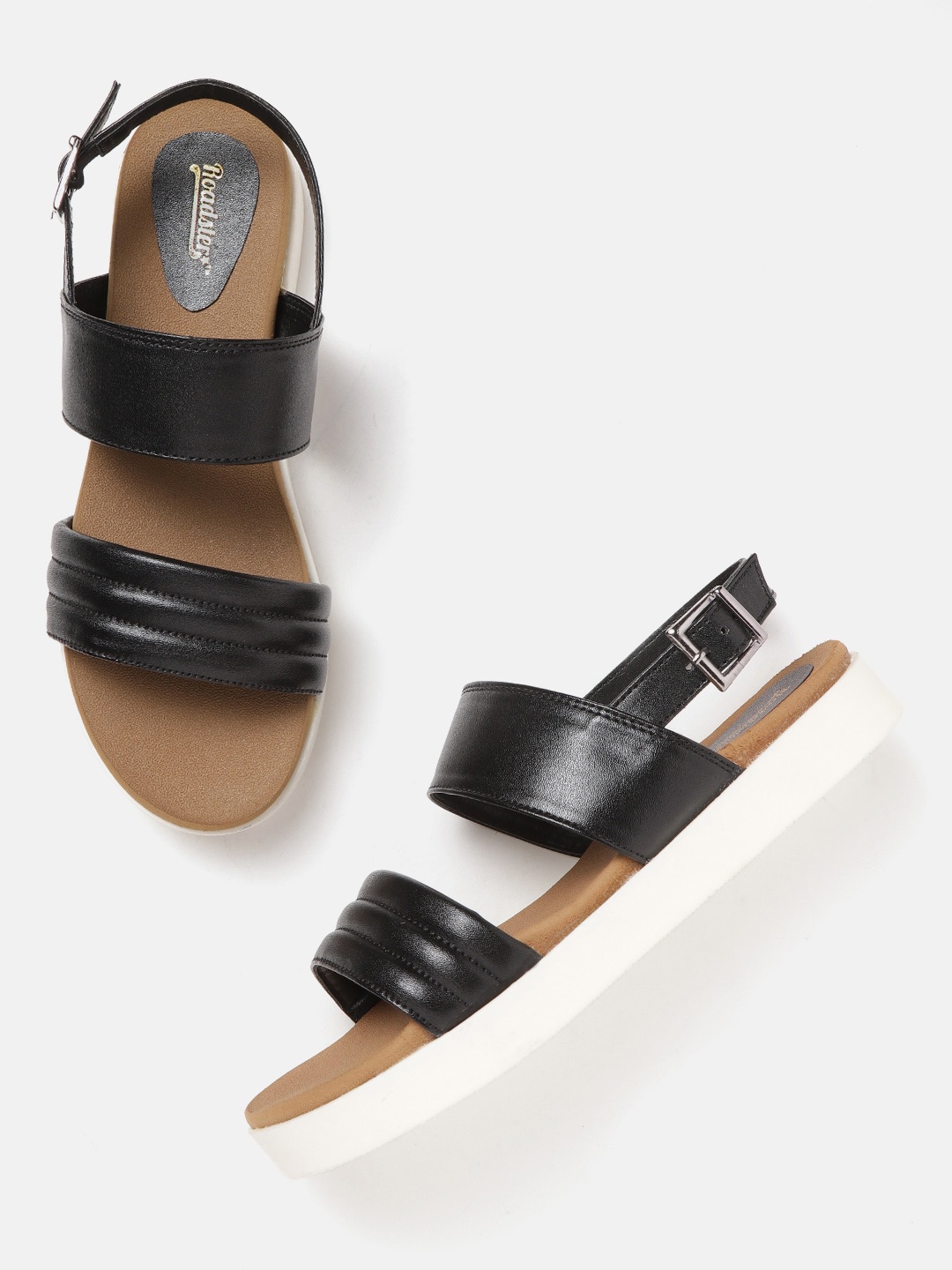 

Roadster Women Black Solid Open Toe Flats