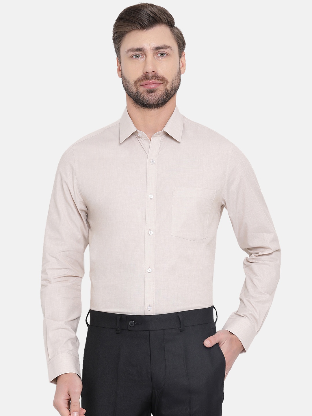 

Turtle Men Beige Smart Slim Fit Solid Formal Shirt
