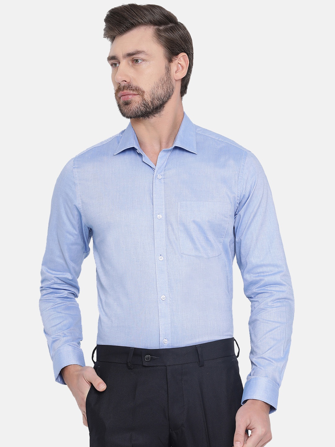 

Turtle Men Blue Smart Slim Fit Solid Formal Shirt