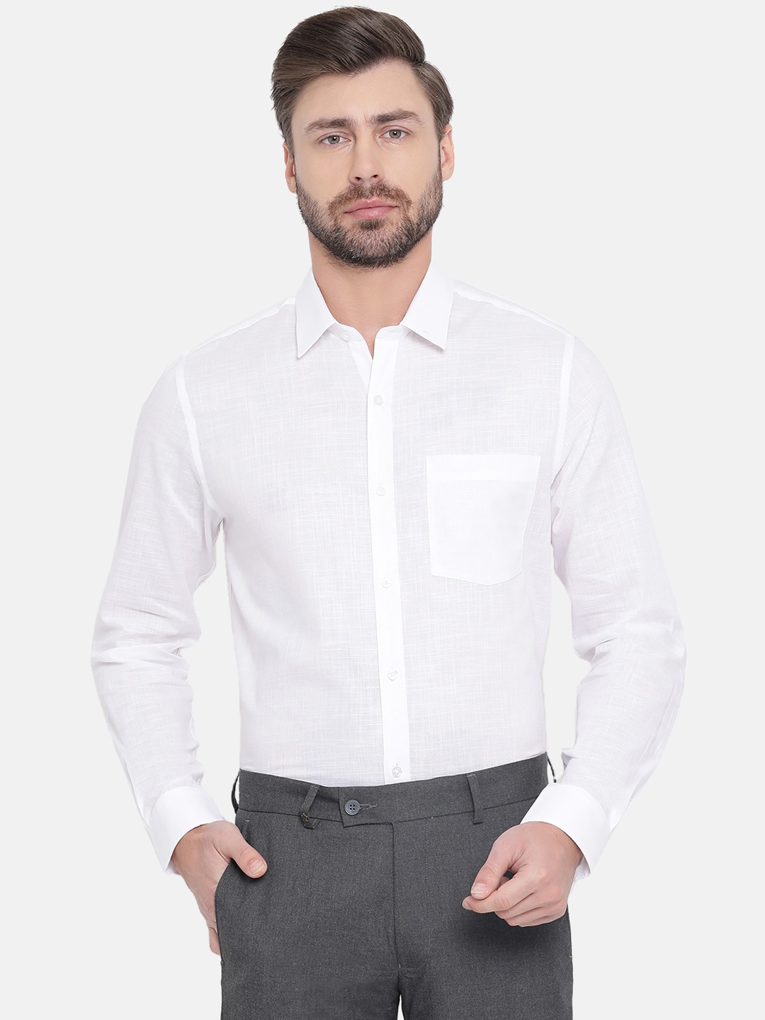 

Turtle Men White Smart Slim Fit Solid Formal Shirt