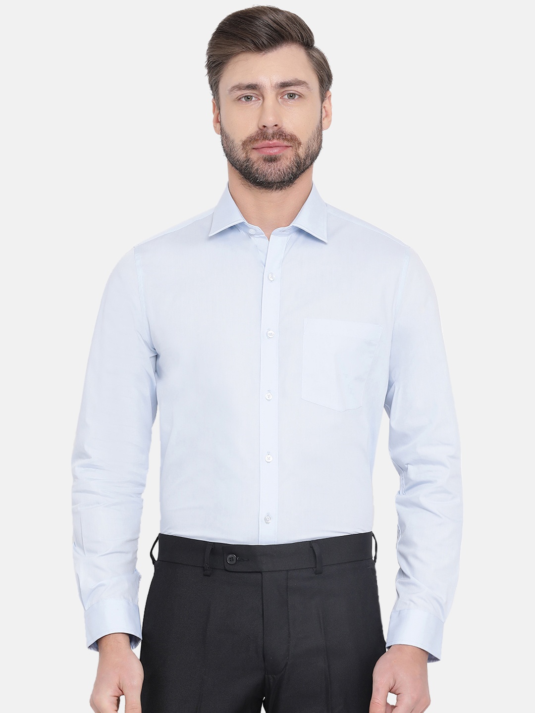 

Turtle Men Blue Smart Slim Fit Solid Formal Shirt