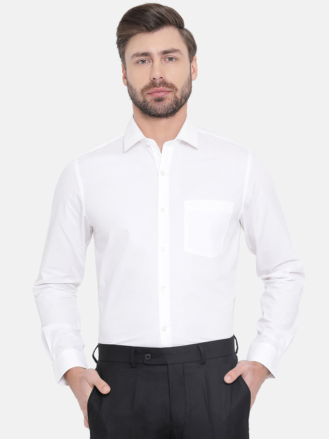 

Turtle Men White Smart Slim Fit Solid Formal Shirt