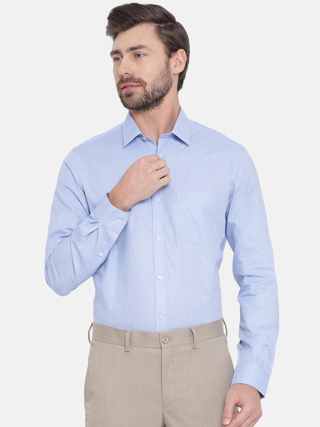 

Turtle Men Blue Smart Slim Fit Solid Formal Shirt