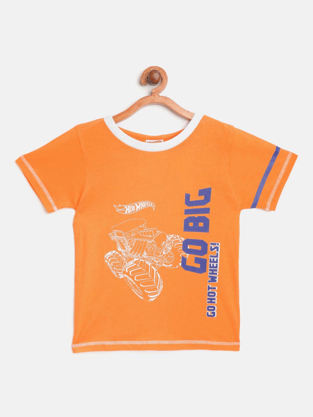 

toothless Boys Orange Hot wheels Printed Round Neck T-shirt