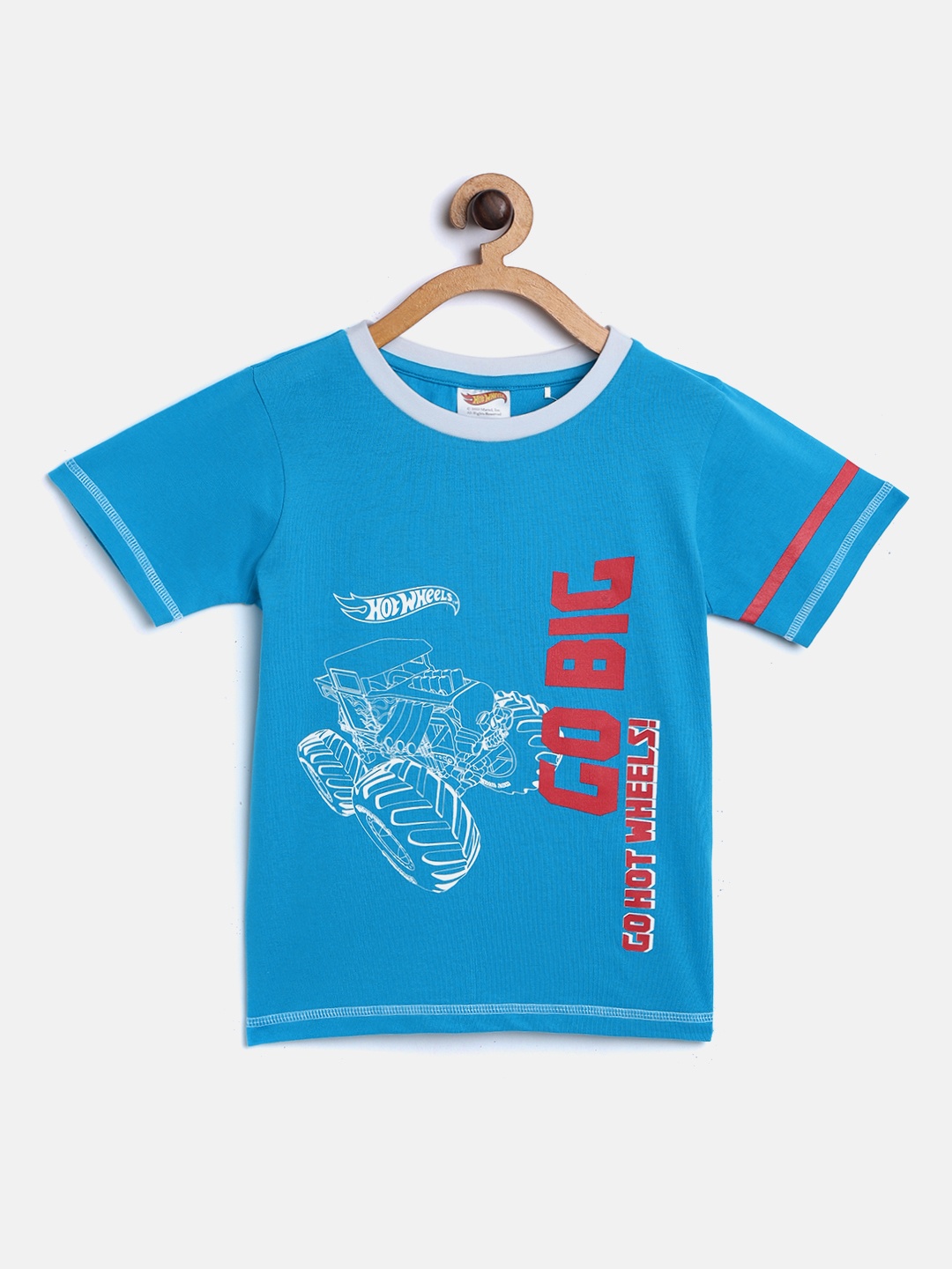 

toothless Boys Blue & White Hot wheels Printed T-shirt