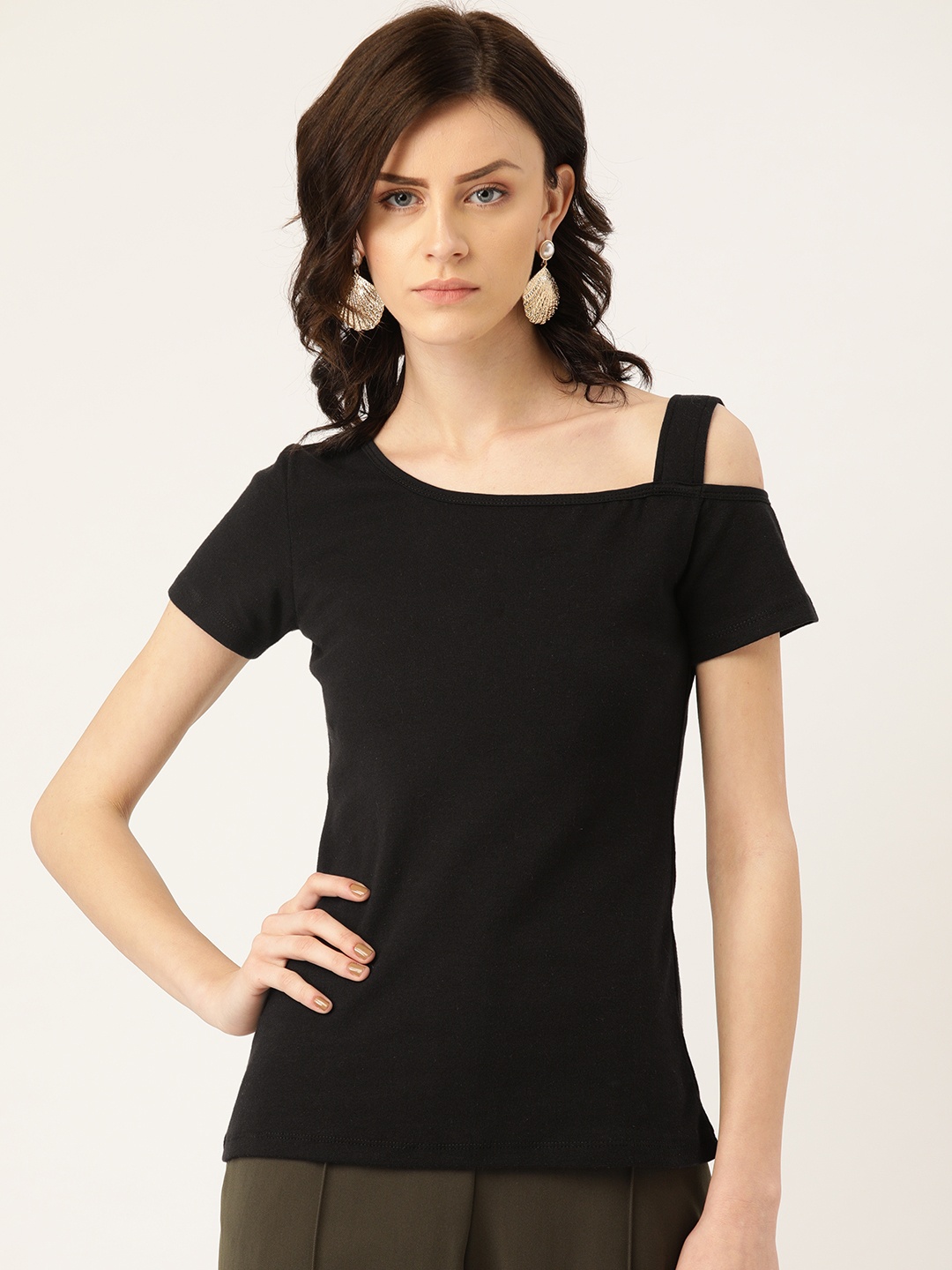 

Rute Women Black One Shoulder Solid Top