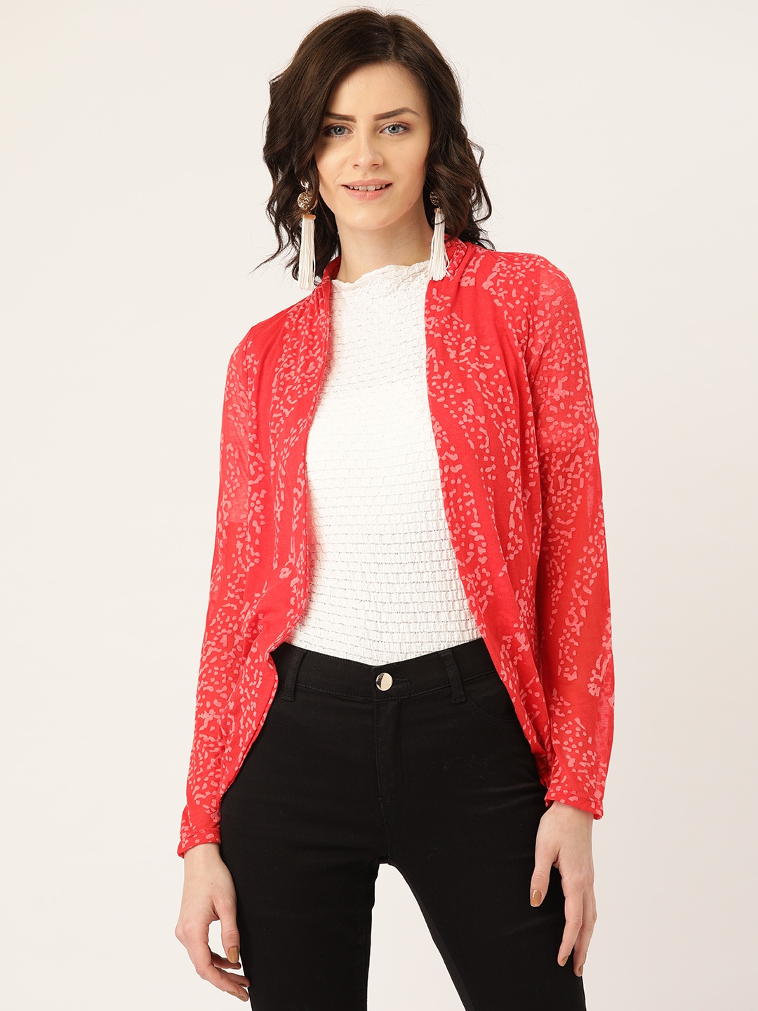 

Rute Women Red Printed Waterfall Shrug