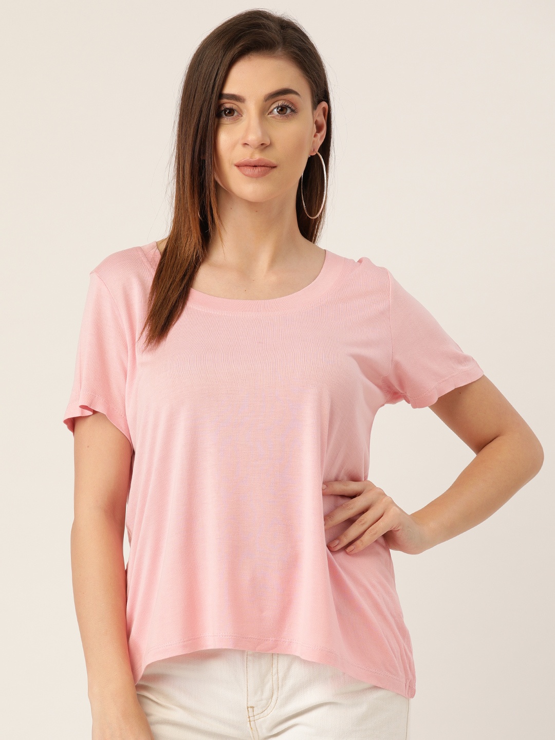 

Rute Women Pink Solid Round Neck T-shirt