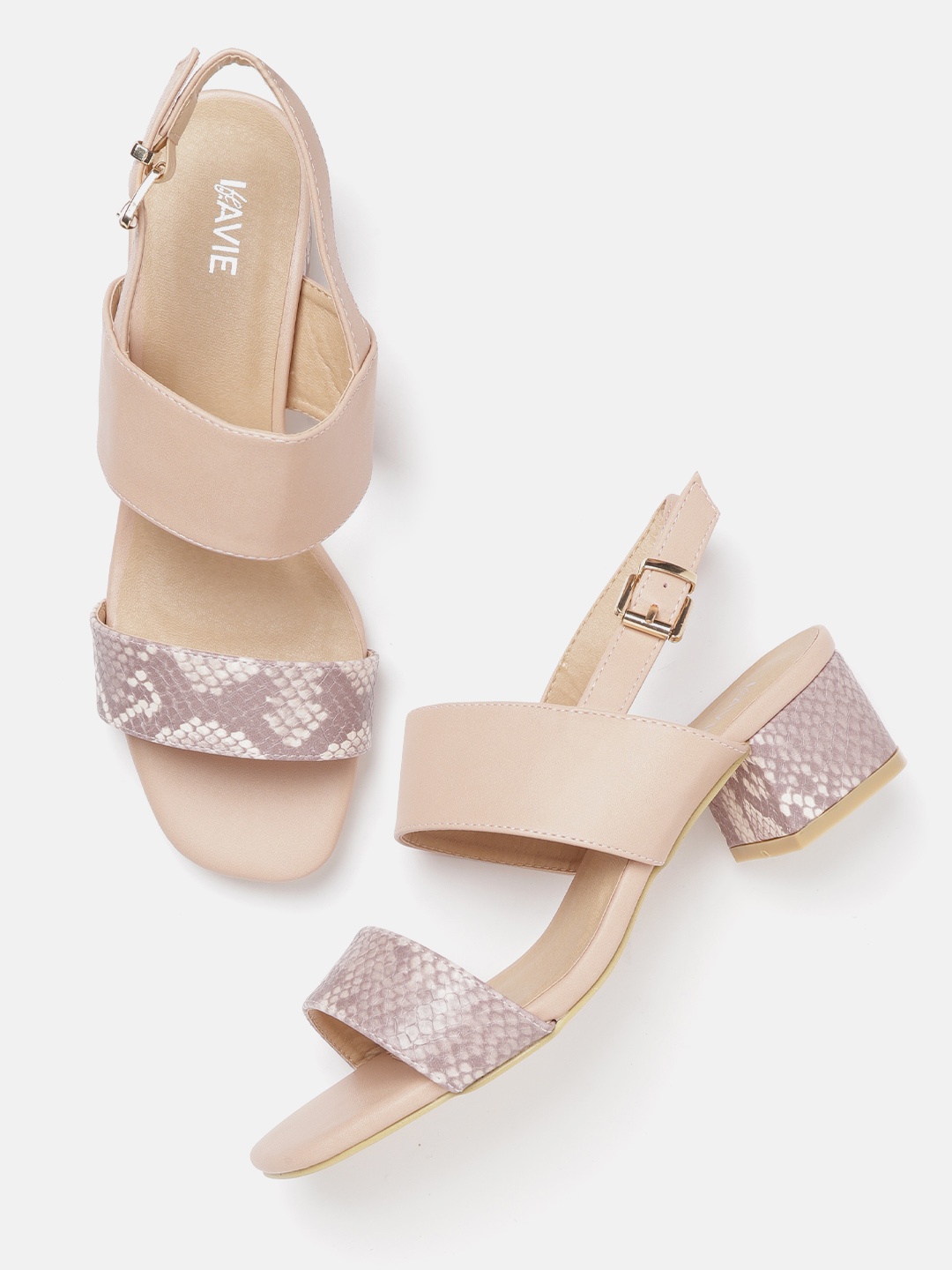 

Lavie Women Mauve & Peach-Coloured Snakeskin Textured Heels