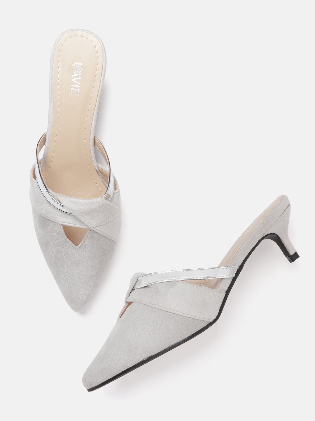 

Lavie Women Grey Suede Finish Solid Mules