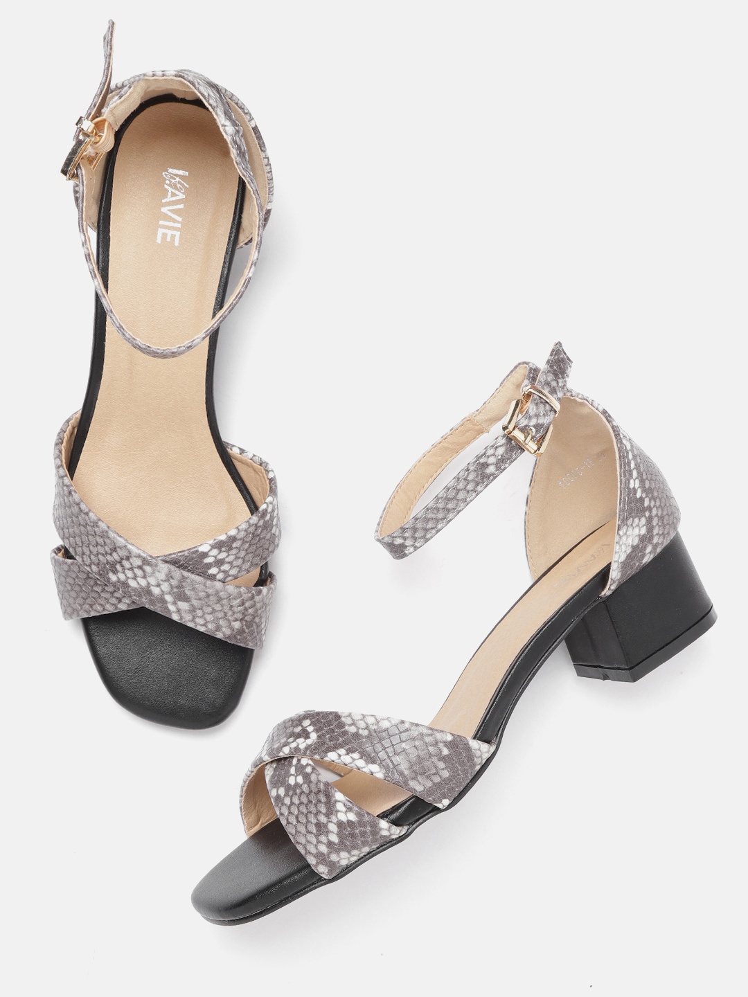 

Lavie Women Taupe & Off-White Snakeskin Textured Heels