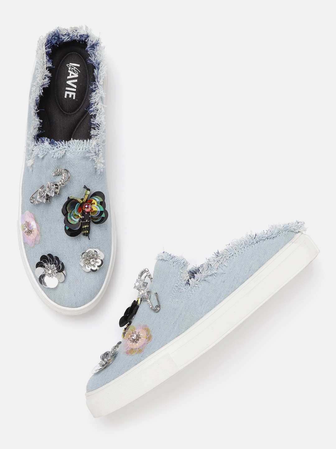 

Lavie Women Blue Embellished Denim Slip-On Sneakers