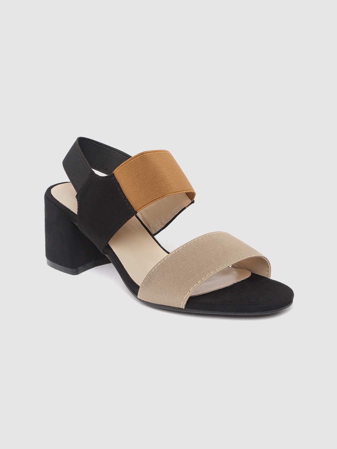 

Lavie Women Khaki & Black Colourblocked Block Heels