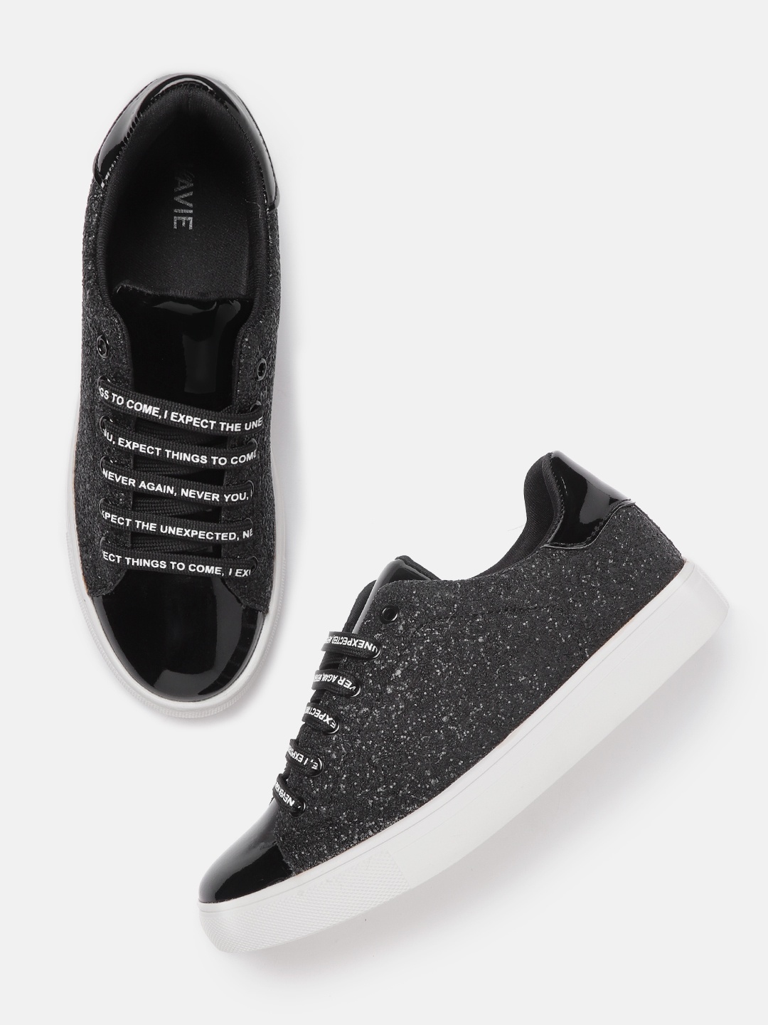 

Lavie Women Black Textured Sneakers