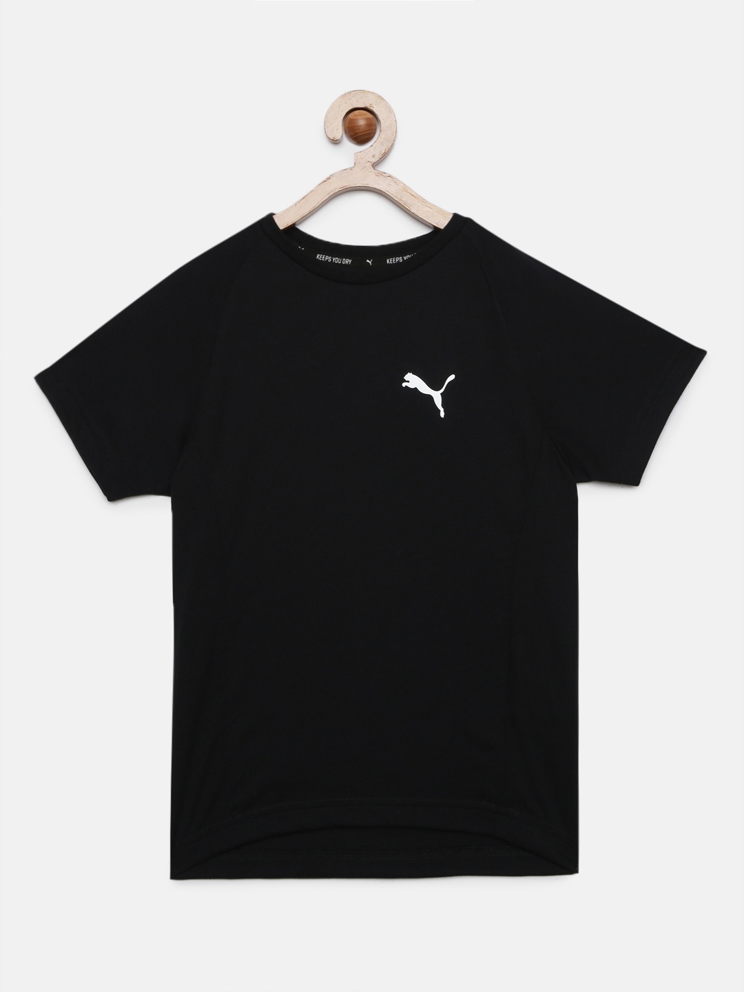 

Puma Boys Black Solid Evostripe DryCell Round Neck T-shirt