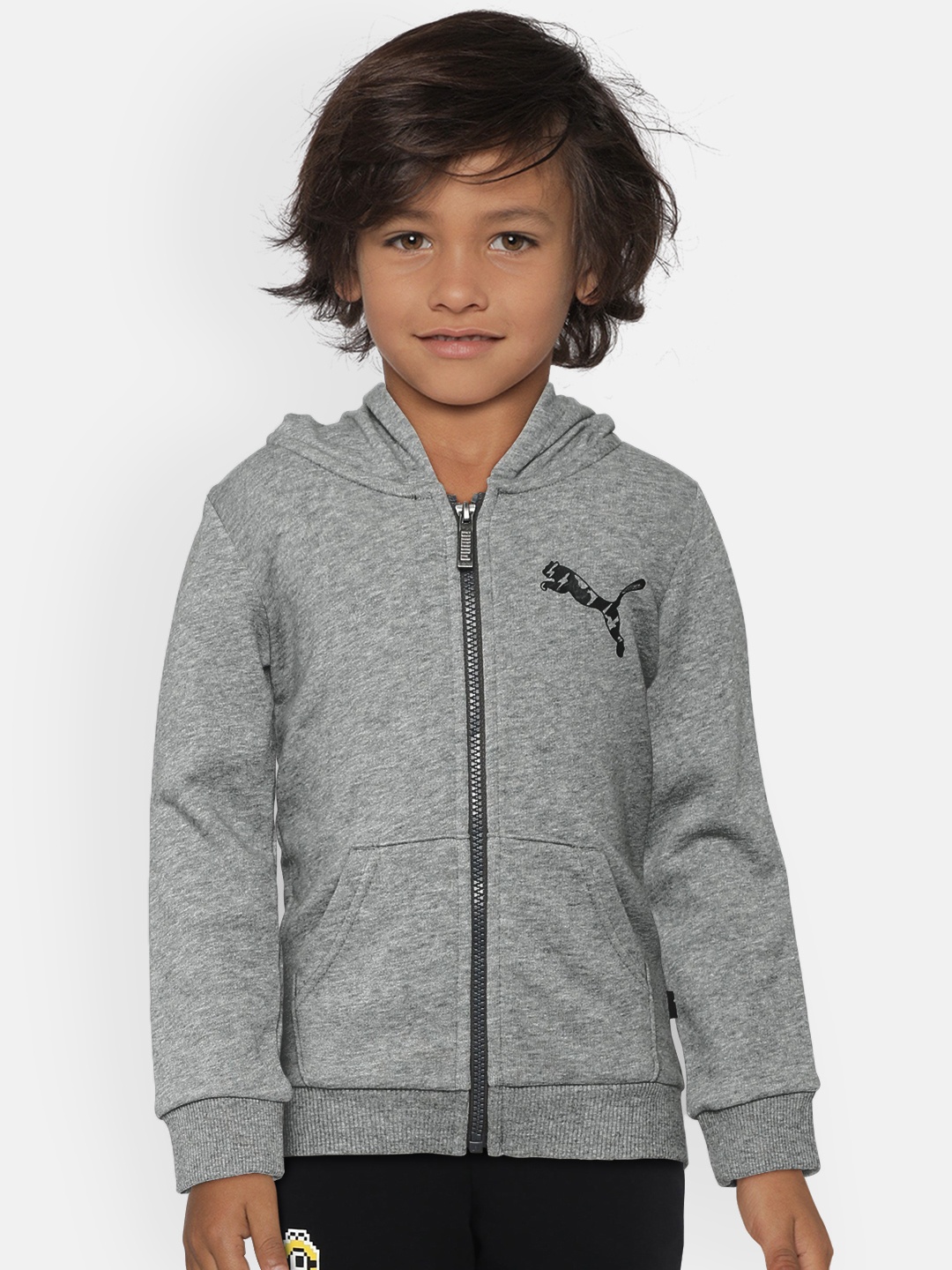 

Puma Boys Grey Printed Hooded Sweatshirt