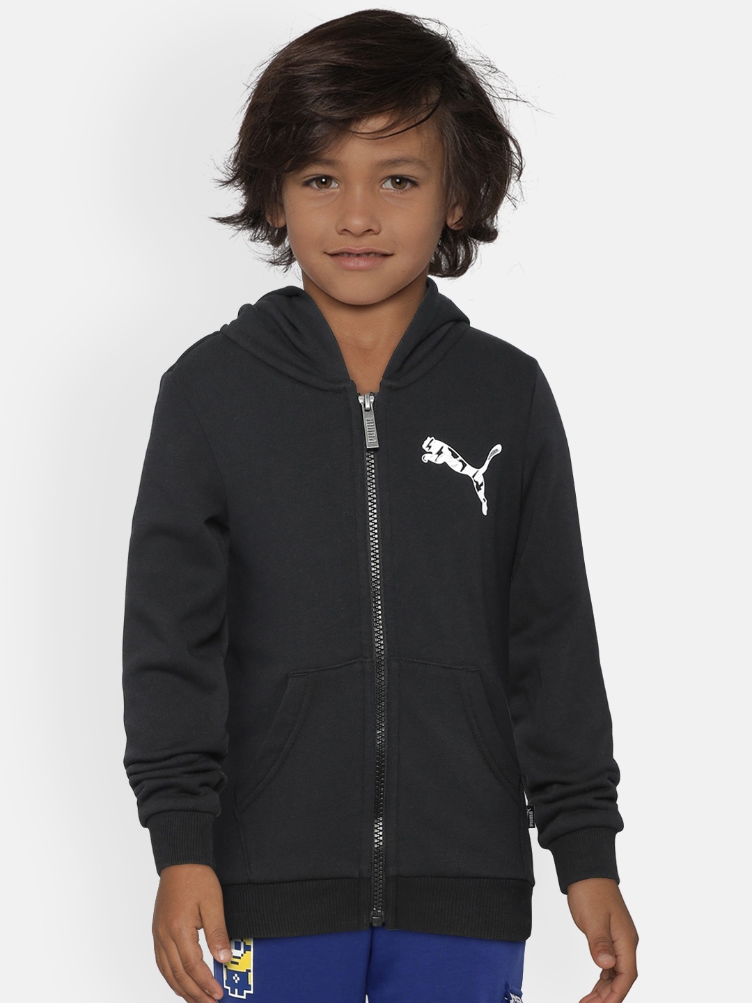 

Puma Boys Black Printed Hooded Sweatshirt