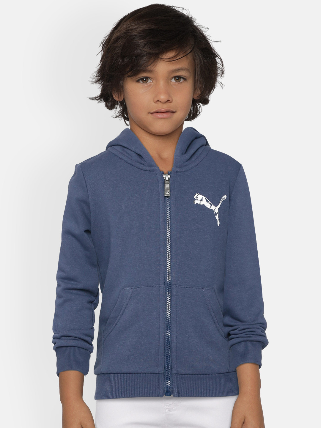 

Puma Boys Blue Solid Hooded Sweatshirt