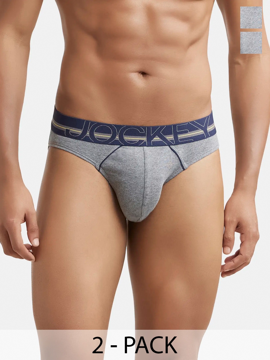 

Pack Of 2 Super Combed Cotton Rib Solid Brief with Ultrasoft Waistband-US17, Grey