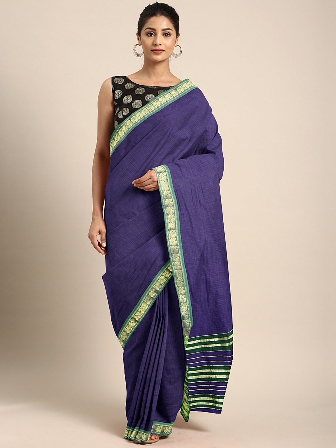 

Pavechas Purple Pure Cotton Solid Venkatgiri Saree