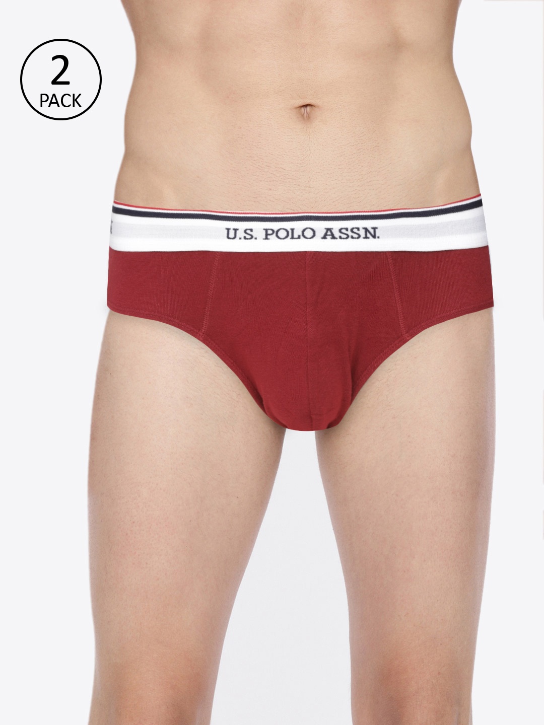 

U.S. Polo Assn. Men Pack of 2 Maroon Solid Briefs I666-006-P2