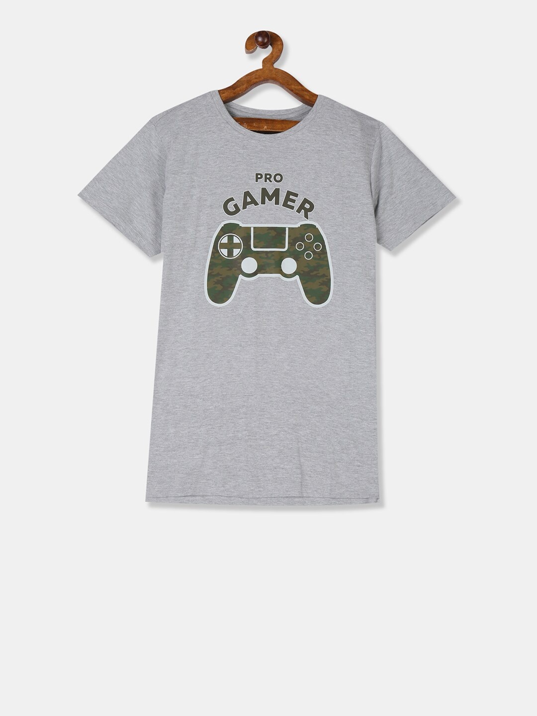 

Flying Machine Boys Grey & Green Glow In The Dark Printed Round Neck T-shirt