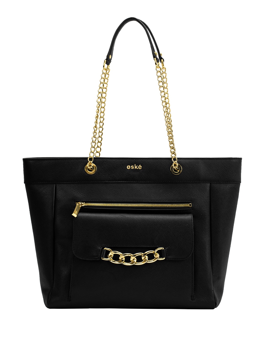 

Eske Black Solid Leather Shoulder Bag