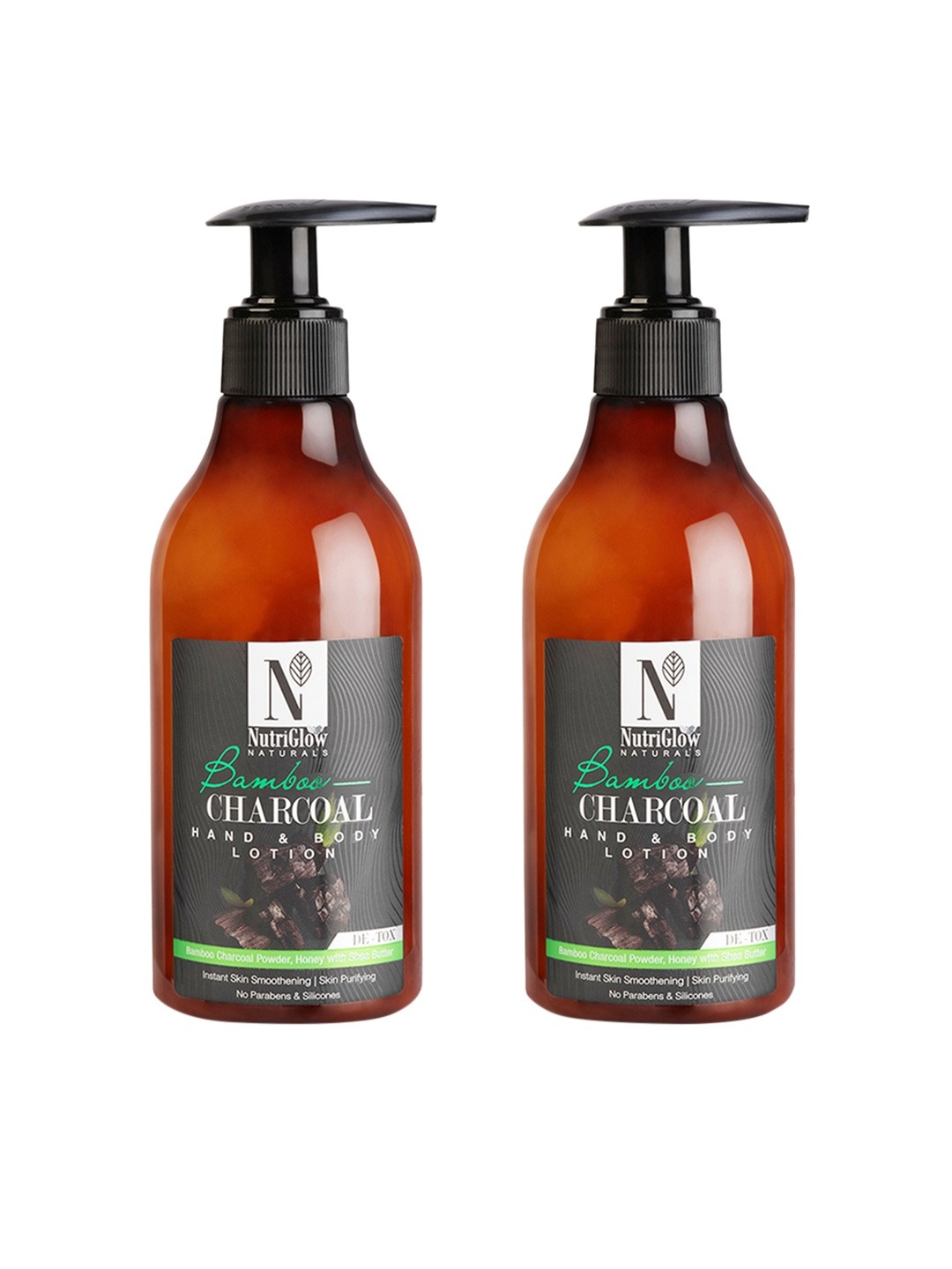 

NutriGlow Naturals Set of 2 Bamboo Charcoal Hand & Body Lotion 300 ml Each