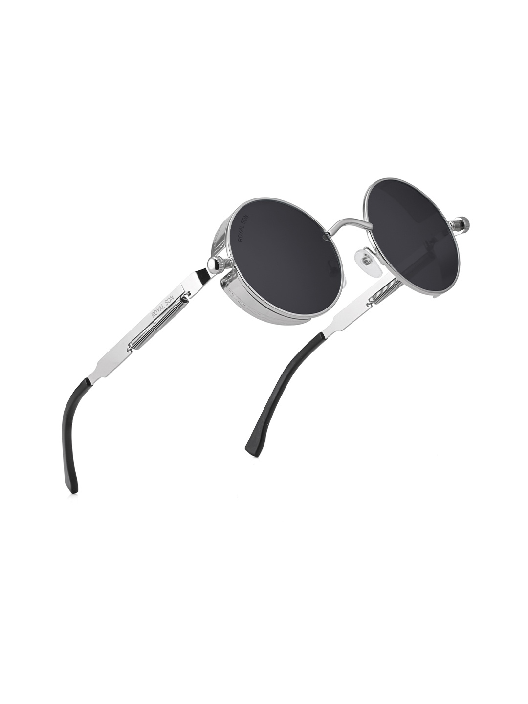 

ROYAL SON Unisex Round Polarised & UV Protected Sunglasses CHI0084-C1, Black