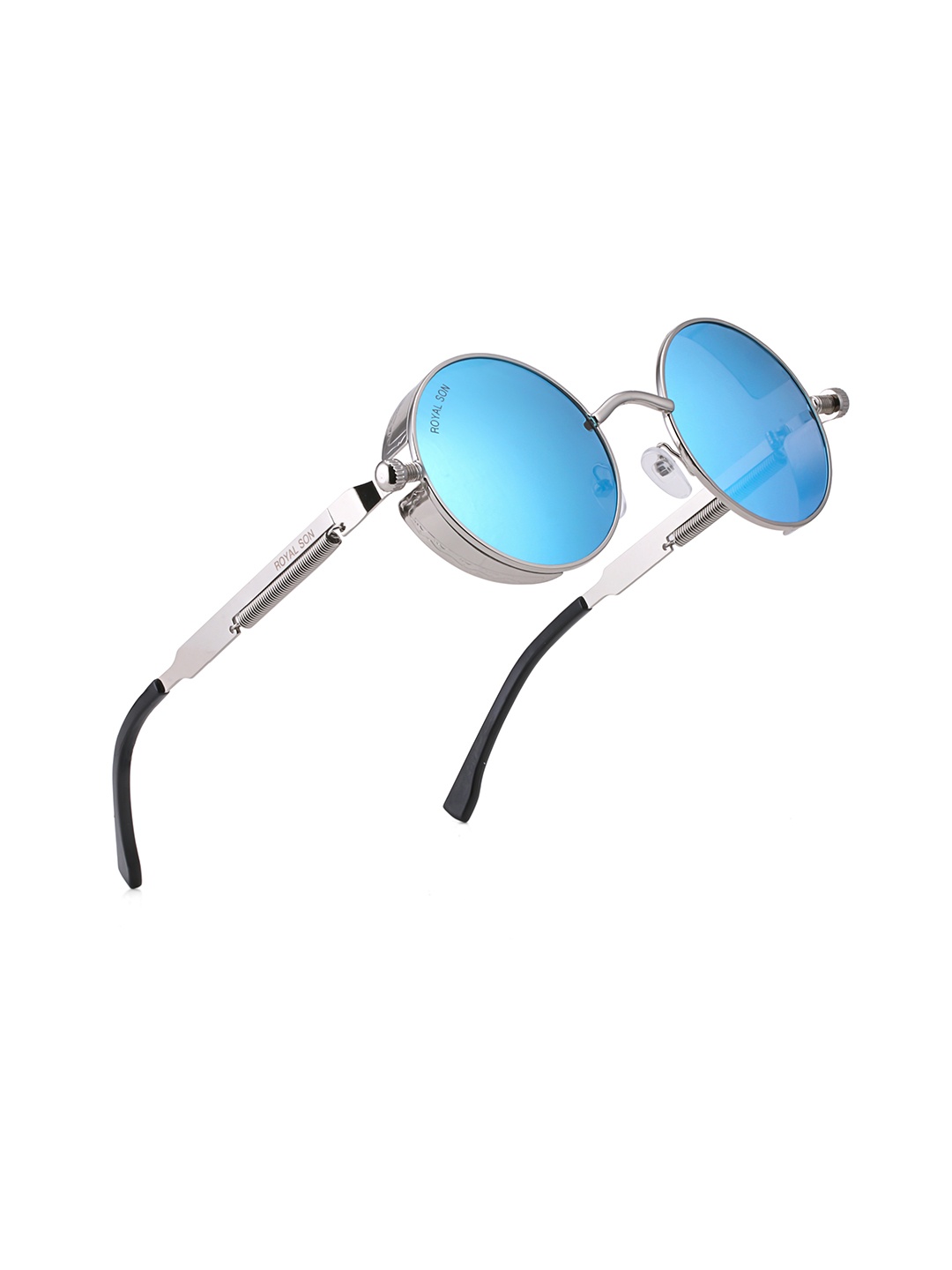 

ROYAL SON Unisex Round Polarised & UV Protected Sunglasses CHI0084-C3, Blue