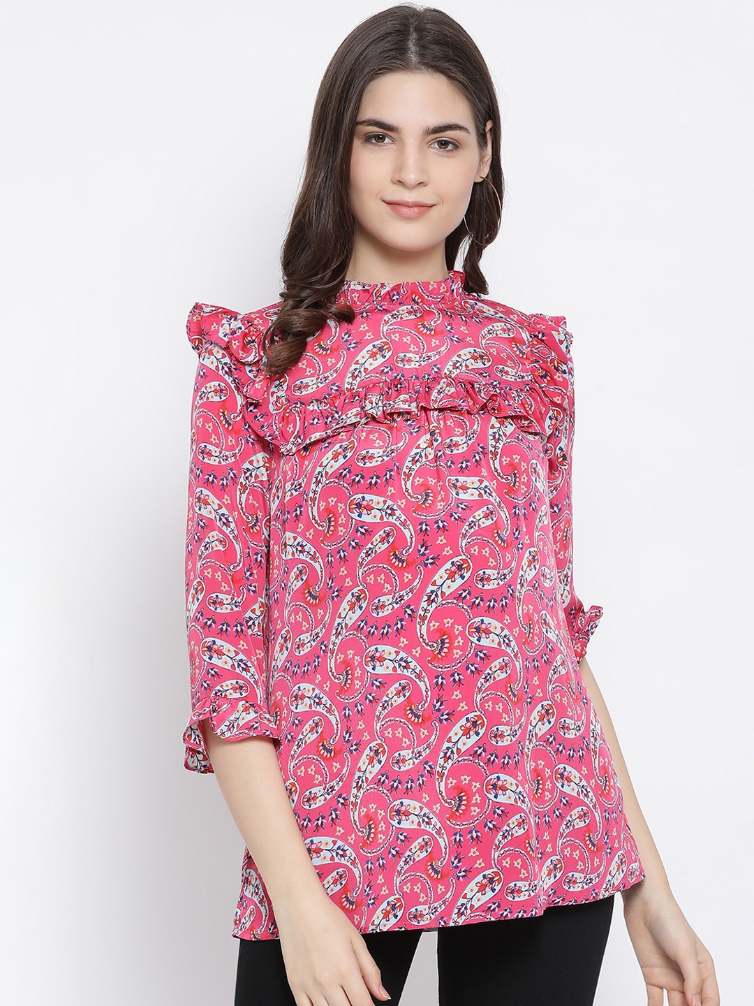 

Oxolloxo Women Pink Printed A-Line Top