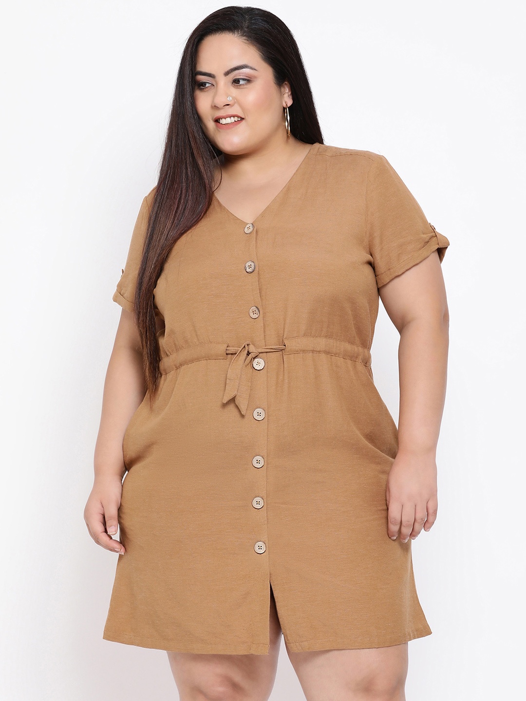 

Oxolloxo Women Brown Solid Fit and Flare Dress