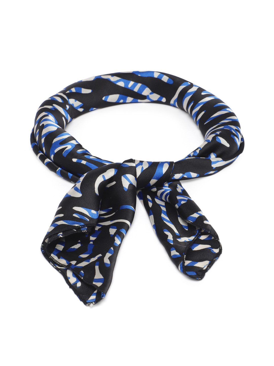 

Accessorize Blue & Black Printed Zebra Square Hairband Cum Scarf